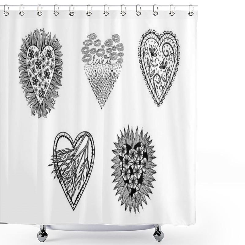 Personality  Set Of Saint Valentine Greeting Cards Shower Curtains