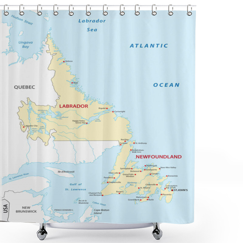 Personality  Newfoundland And Labrador Map Shower Curtains