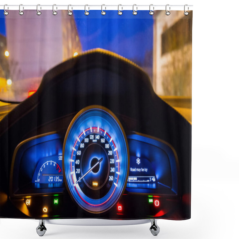 Personality  Dashboard Of The Sport Car Shower Curtains