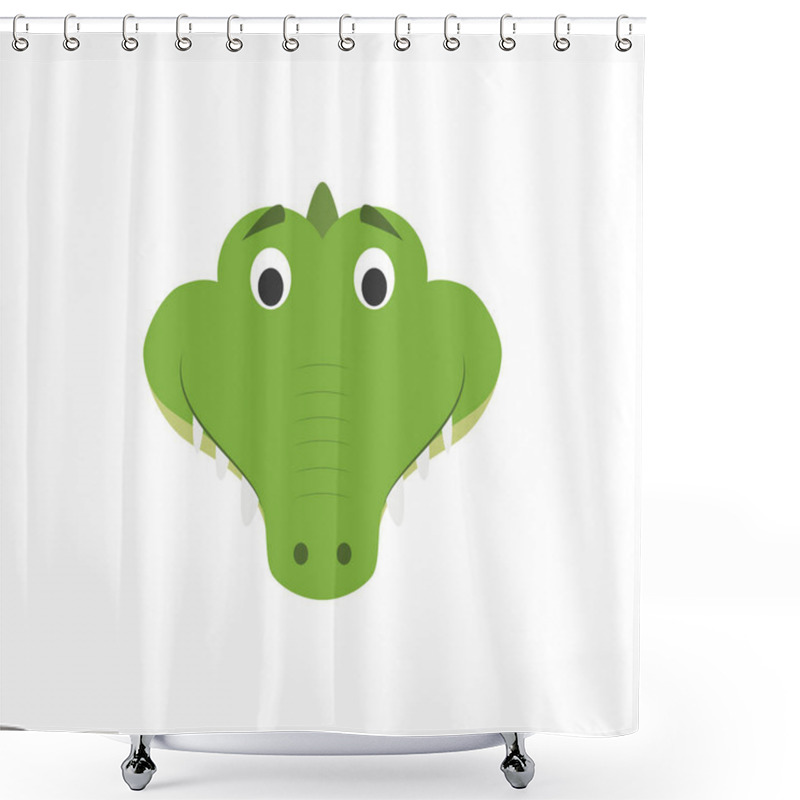 Personality  Alligator Face In Cartoon Style For Children. Animal Faces Vector Illustration Series Shower Curtains