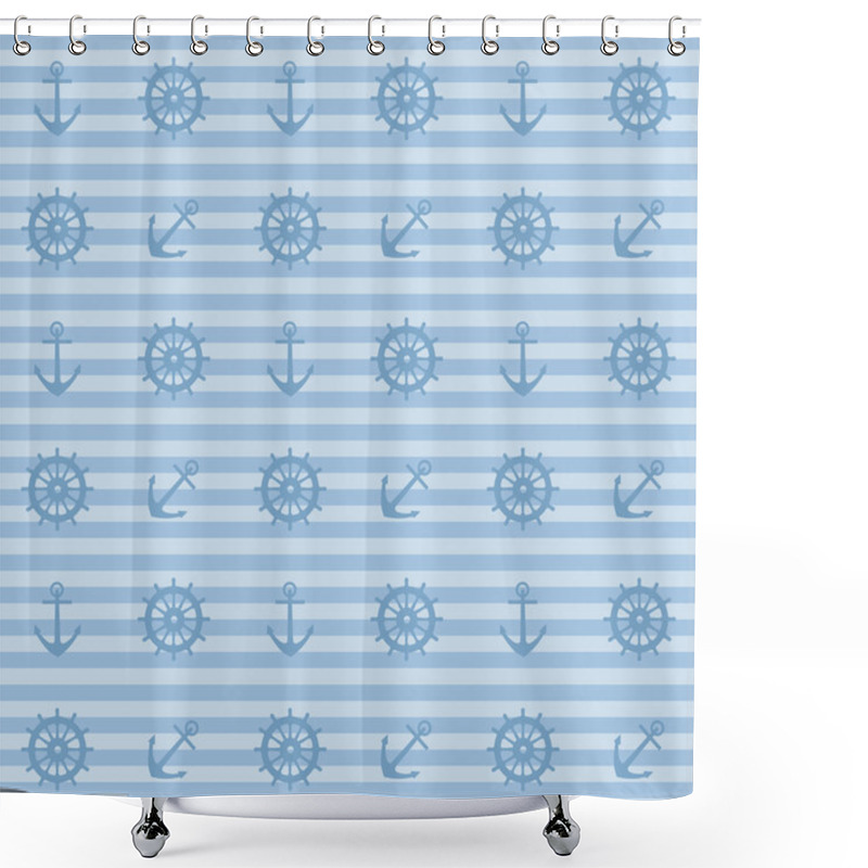 Personality  Pattern Anchors And Steering Wheels Shower Curtains