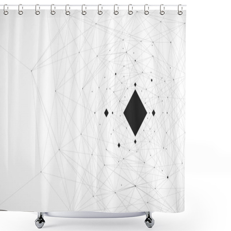 Personality  Black And White Background, Lines And Connection Vector Illustration Shower Curtains