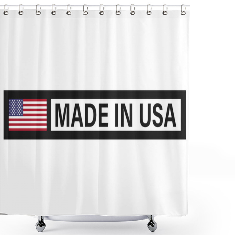 Personality  American Flag And Made In The USA Label, Product Emblem, Logo Design Shower Curtains