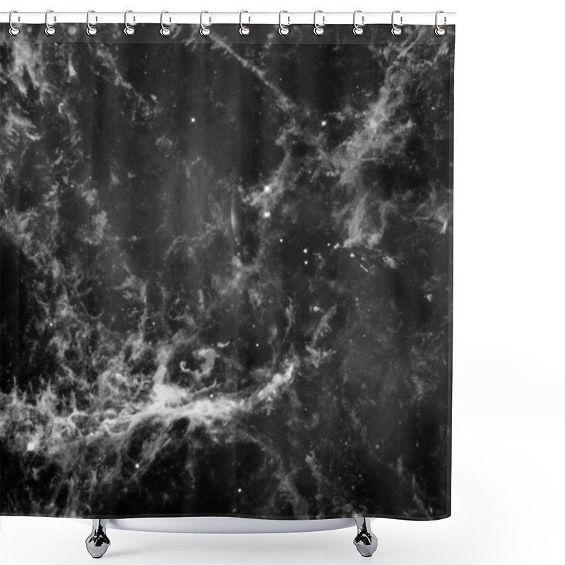 Personality  Galaxy With Constellations Cosmic Background, Universe With Stars And Space Clouds Black And White 3D Illustration Shower Curtains