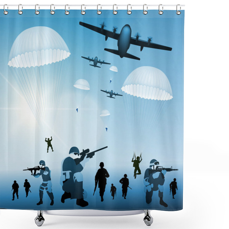 Personality  Landing Troops Shower Curtains