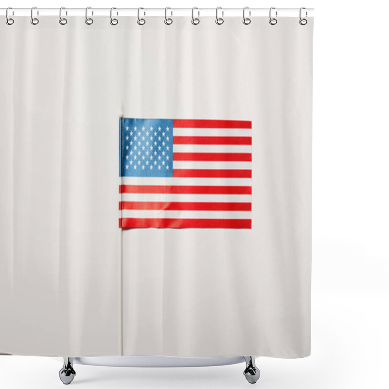 Personality  Top View Of National Usa Flag On White Background  Shower Curtains