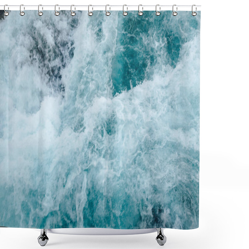 Personality  Waterfall From Mountain Deep Forest. Rushing Water From A Waterfall, The Swirling Of Water, A Funnel, A Blurred Background Shower Curtains