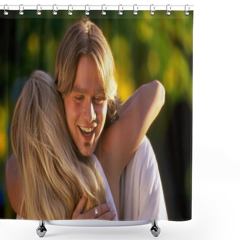 Personality  Teen Couple Hugging Shower Curtains