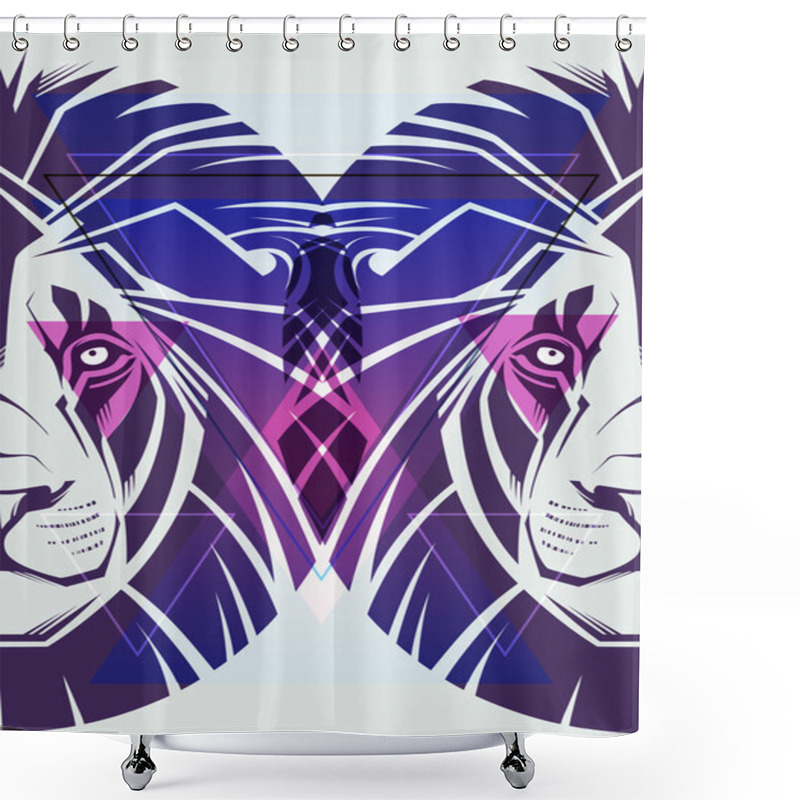 Personality  Creative Illustration Of A Lion In A Hipster Style Shower Curtains