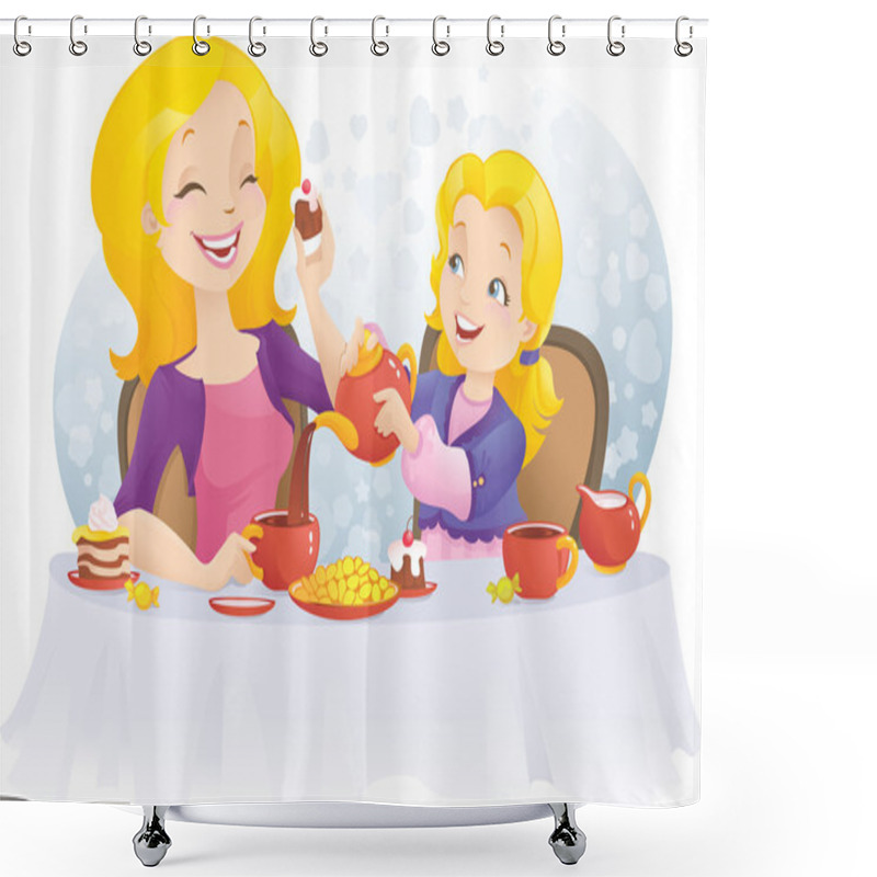 Personality  Tea Party On The Mother's Day Shower Curtains