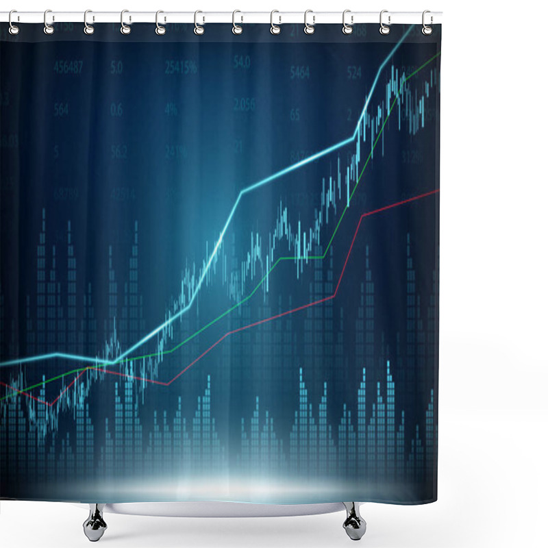 Personality  Stock Market, Economic Graph With Diagrams, Business And Financial Concepts And Reports, Abstract Technology Communication Concept Vector Background Shower Curtains