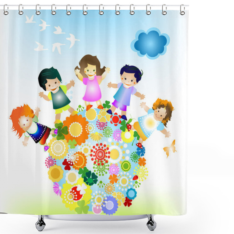 Personality  Happy Kids Shower Curtains