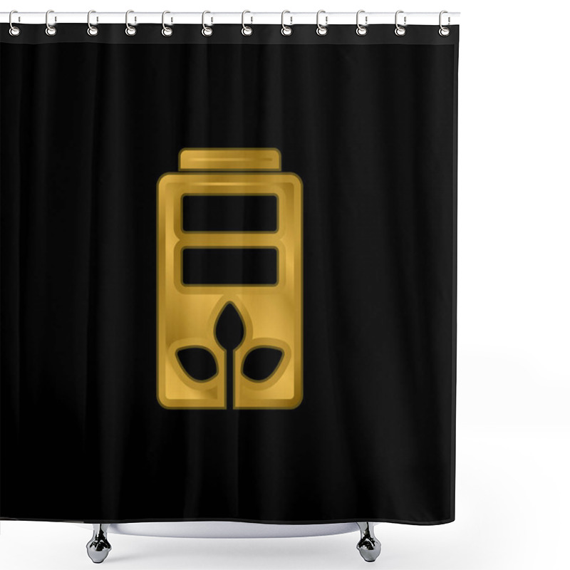 Personality  Battery Gold Plated Metalic Icon Or Logo Vector Shower Curtains