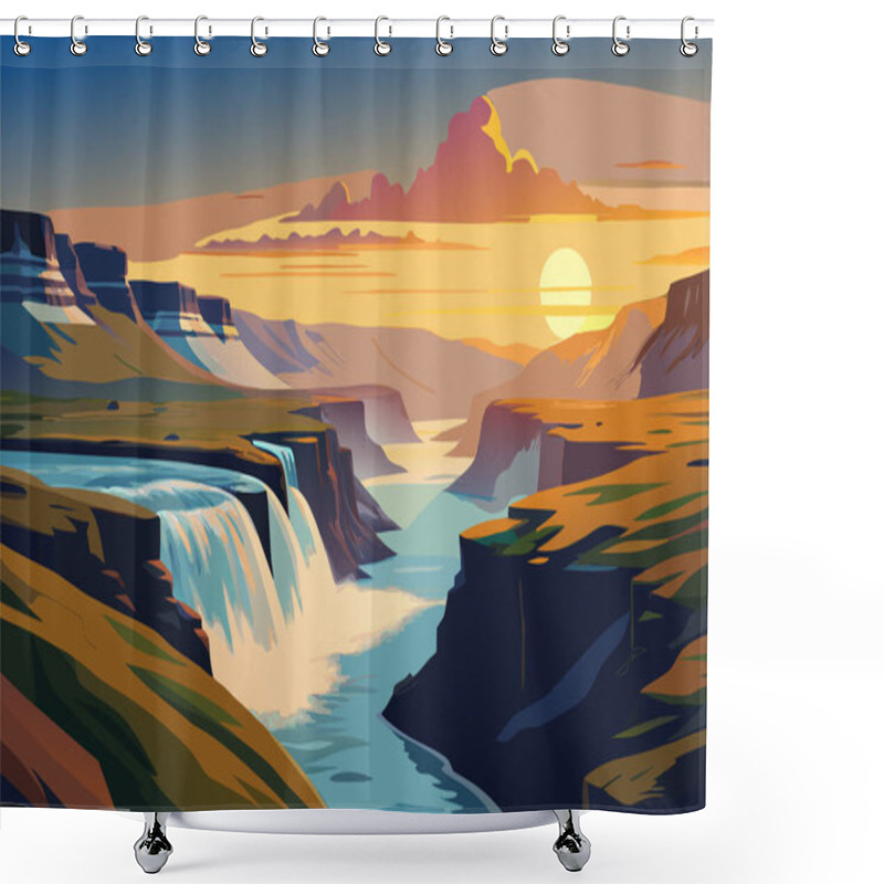 Personality  Beautiful Landscape Of Iceland. Vector Illustration Shower Curtains