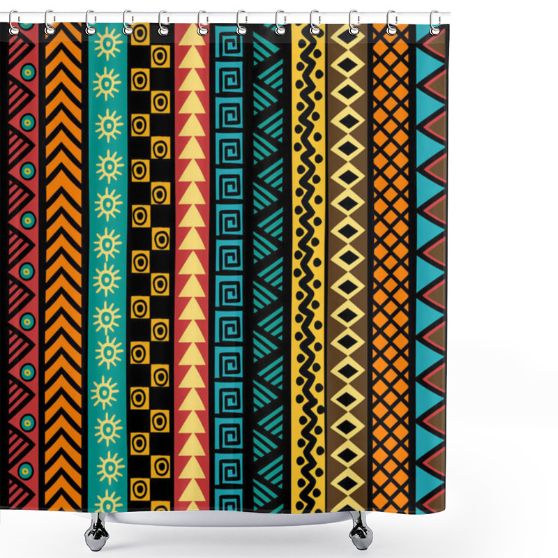 Personality  Geometrical Ethnic Vertical Motifs Background Shower Curtains