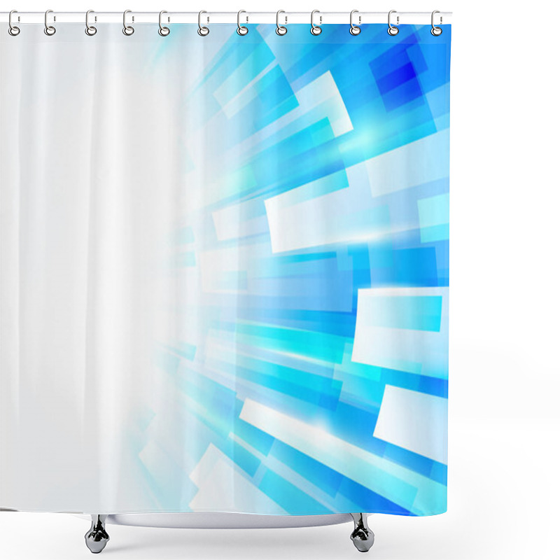 Personality  Abstract Blue And White Rectangles Motion Technology Digital Hi  Shower Curtains