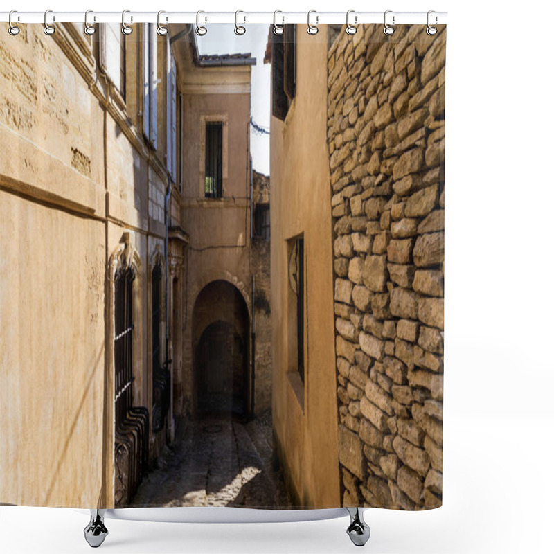 Personality  Cozy Narrow Street With Old Stone Buildings In Provence, France Shower Curtains