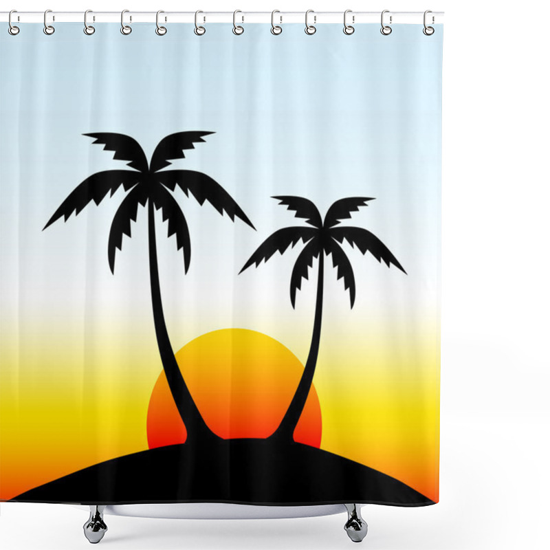 Personality  Island With Palm Trees Shower Curtains