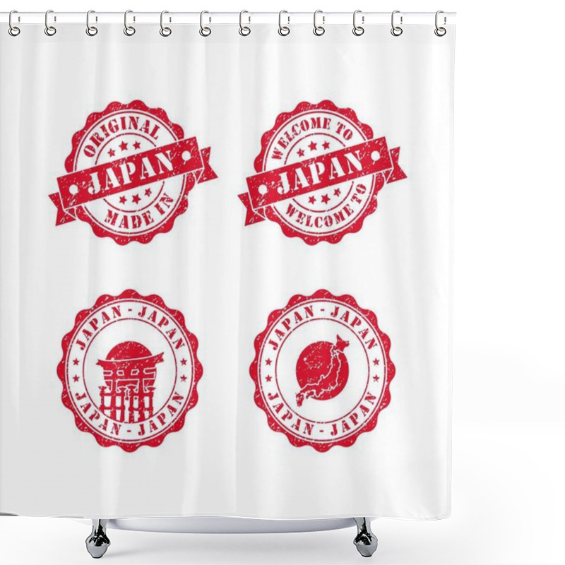 Personality  Stamp Welcome To Japan Vector Design Collection Shower Curtains