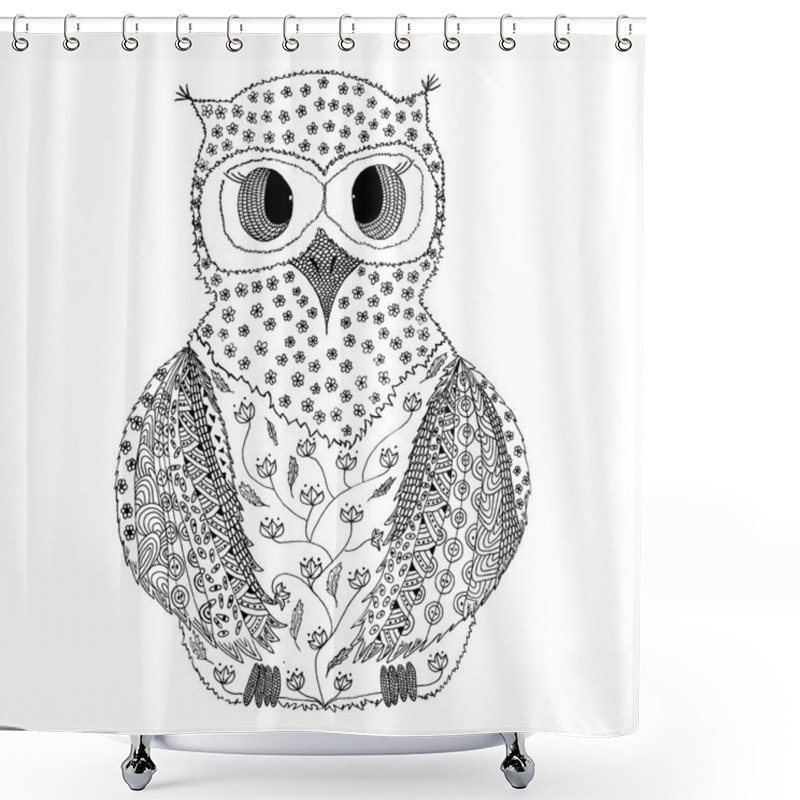 Personality  Hand Drawn Owl In Zentangle Style.  Shower Curtains