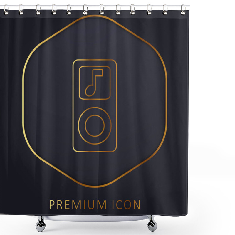 Personality  Apple IPod With Musical Note Symbol Golden Line Premium Logo Or Icon Shower Curtains