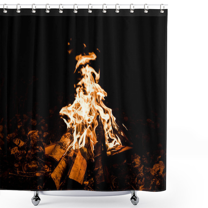 Personality  Logs Burning In Camp Fire In Darkness  Shower Curtains