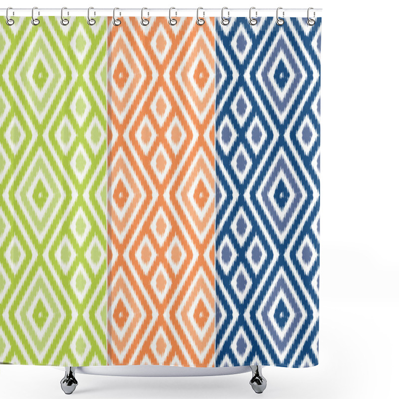 Personality  Set Of 3 Seamless Diamond Ikat Patterns Shower Curtains