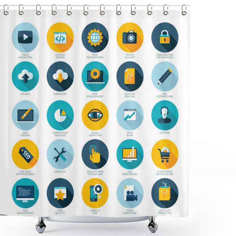 Personality  Set Of Flat Design Icons For Web Design Development, SEO And Internet Marketing Shower Curtains