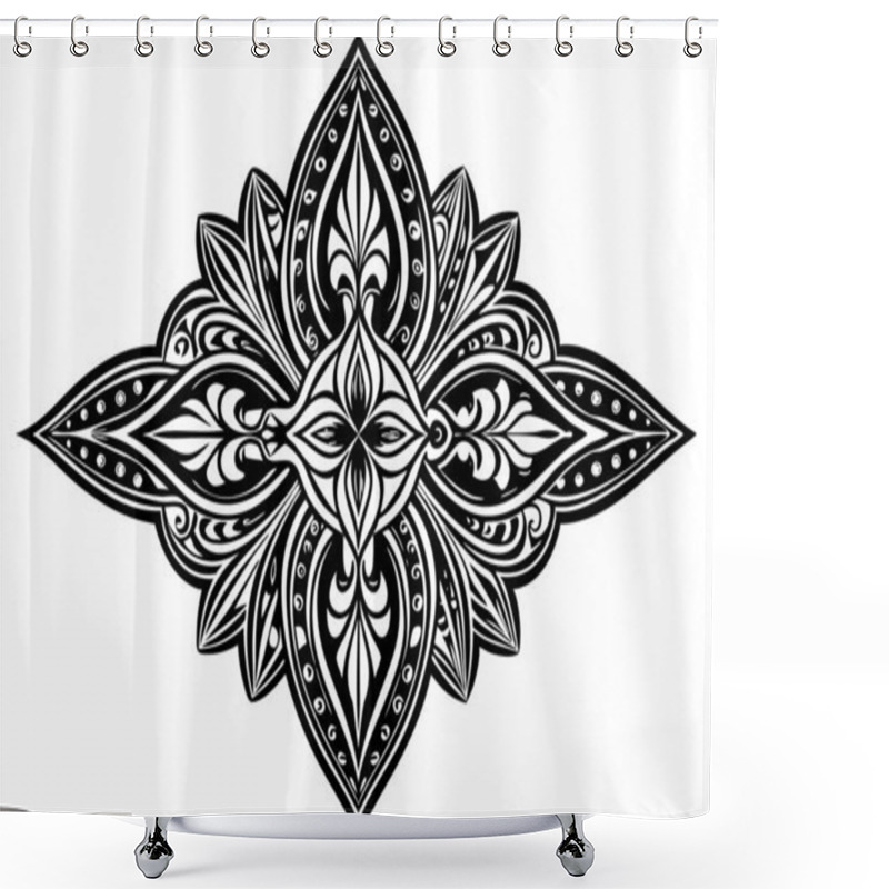 Personality  Mandala Pattern Black And White Shower Curtains