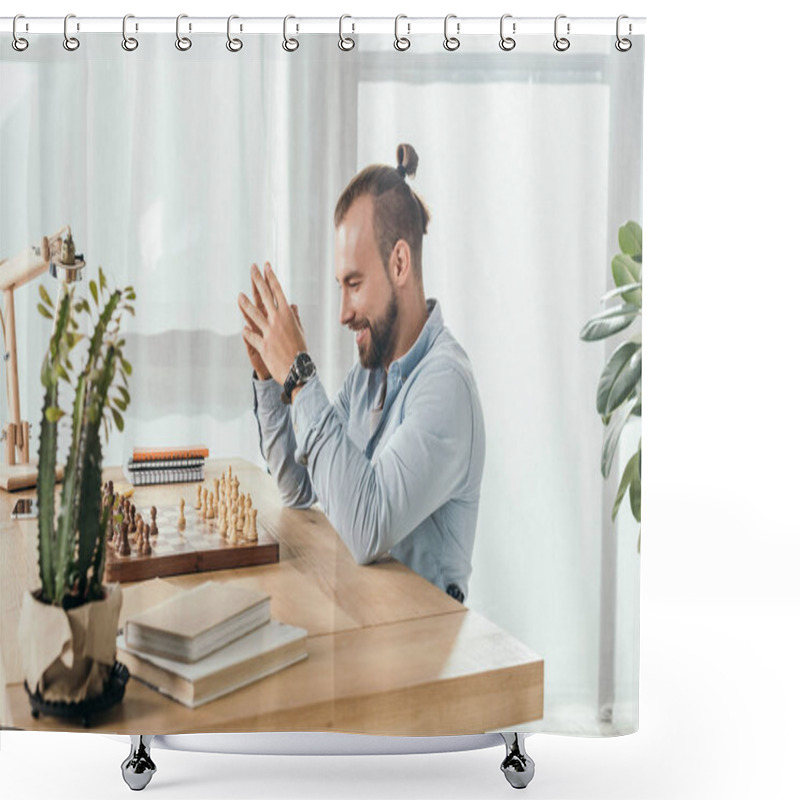 Personality  Man Playing Chess With Himself Shower Curtains