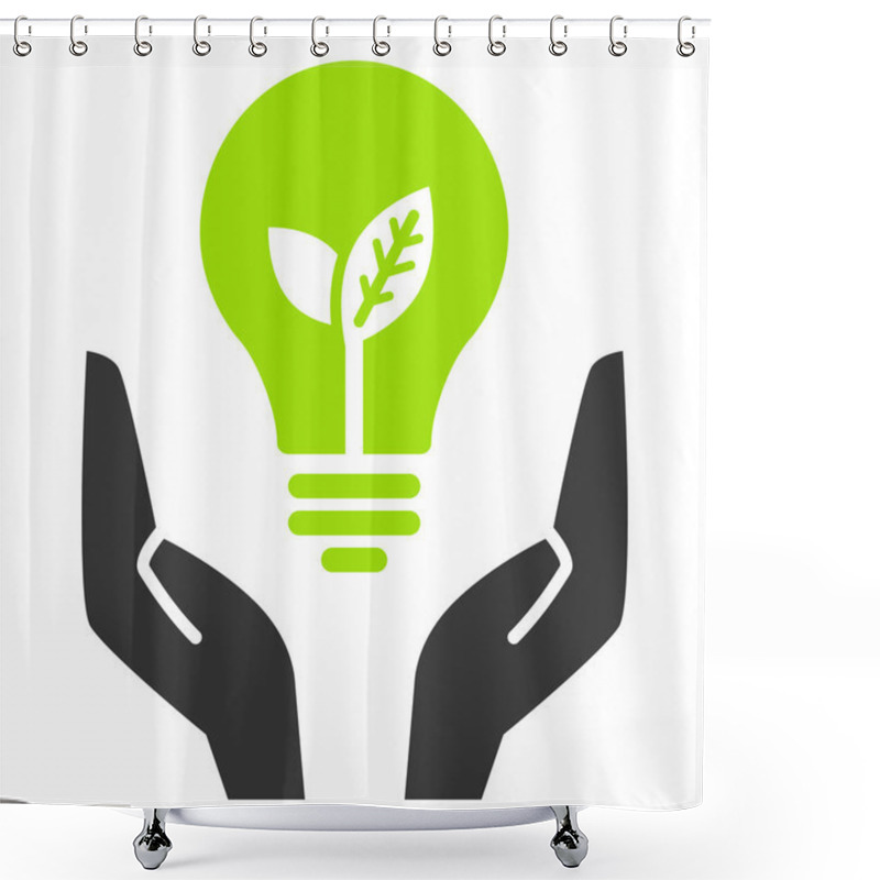 Personality  Green Ecology Bulb In Open Hands Shower Curtains