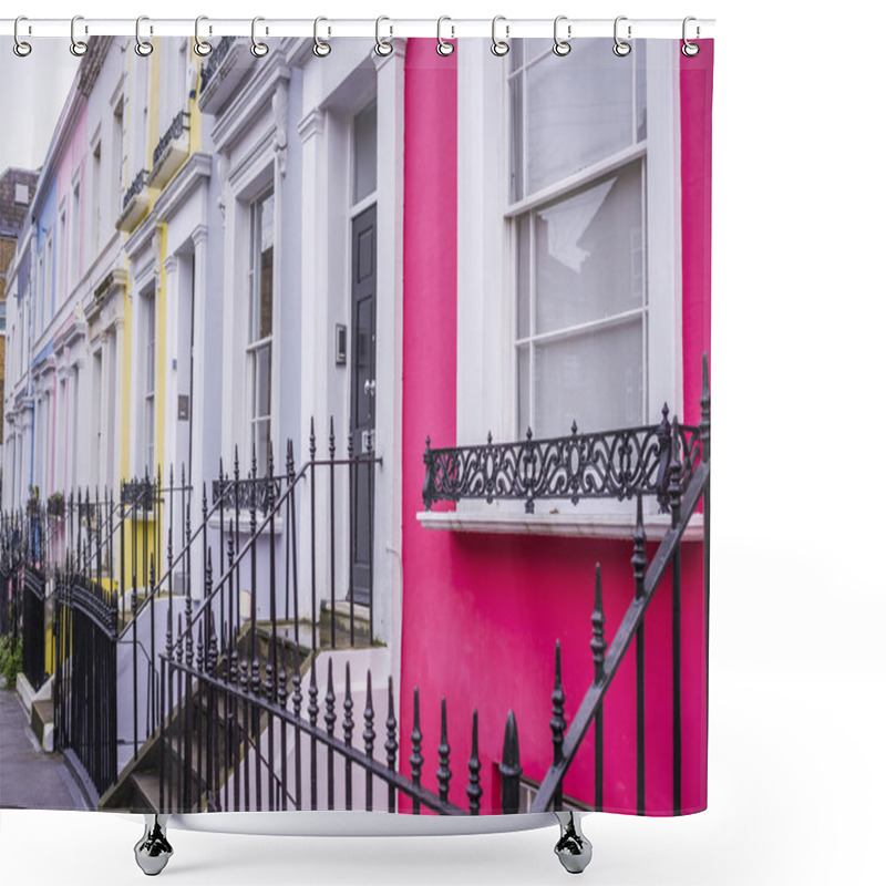 Personality  Typical Colourful Houses Of Notting Hill District Near Portobello Road - London, UK Shower Curtains