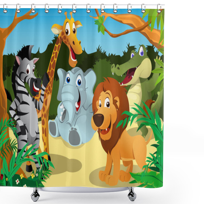 Personality  African Animals In The Jungle Shower Curtains