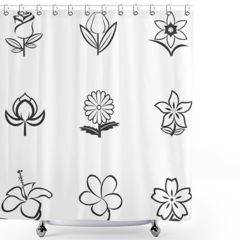 Personality  Flower Icons Shower Curtains