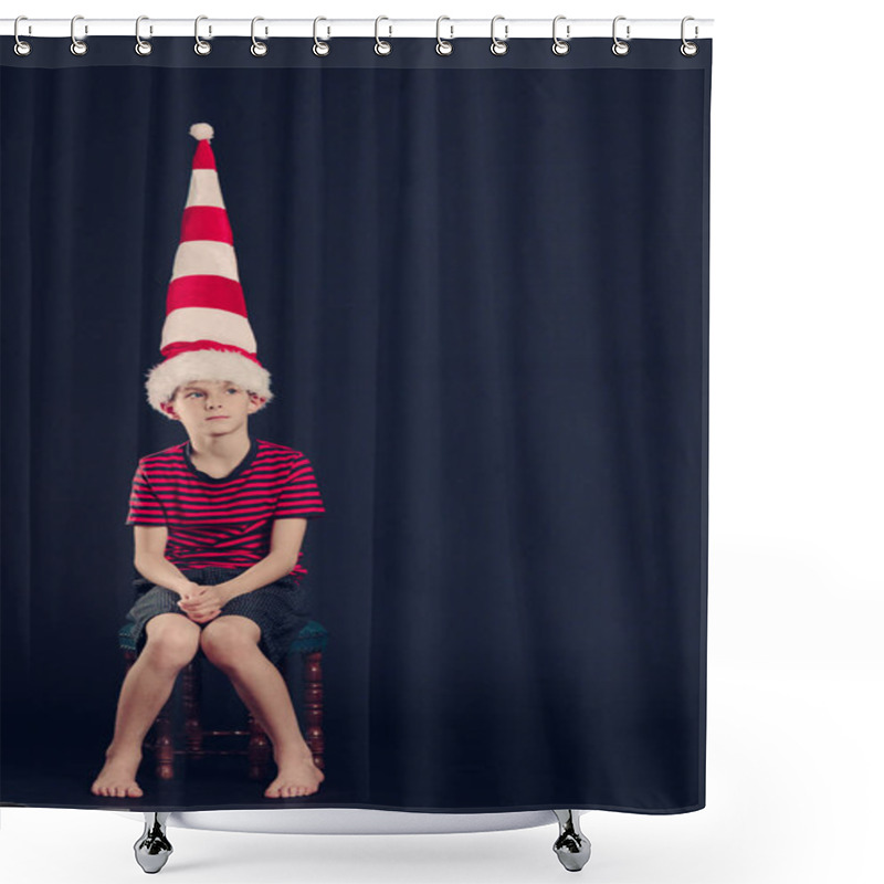 Personality  Young Boy In A Red And White Striped Dunce Cap Shower Curtains