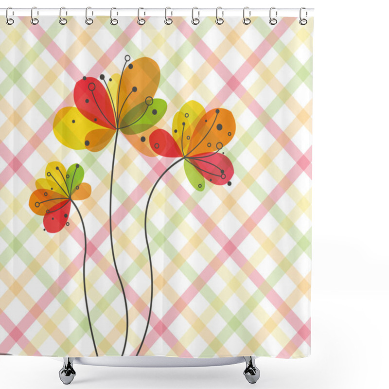 Personality  Flowers On Diagonal Pattern Shower Curtains