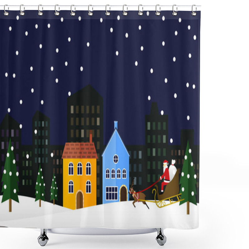 Personality  Santa Claus Brought Gifts On Christmas Eve Night Shower Curtains