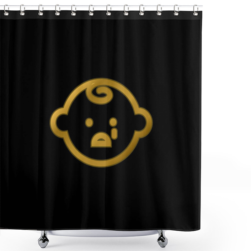 Personality  Baby Face Crying Gold Plated Metalic Icon Or Logo Vector Shower Curtains