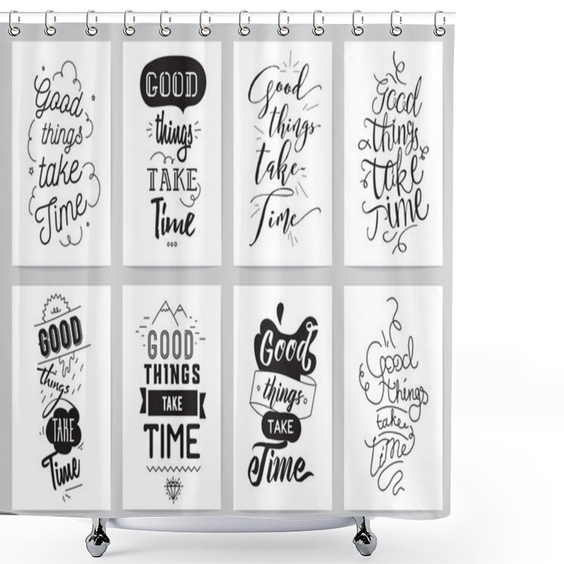 Personality  Inspirational Cards 8 Set. Typographical Design. Lettering Concept. Shower Curtains