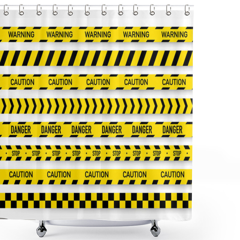 Personality  Black And Yellow Police Stripe. Vector Illustration Shower Curtains