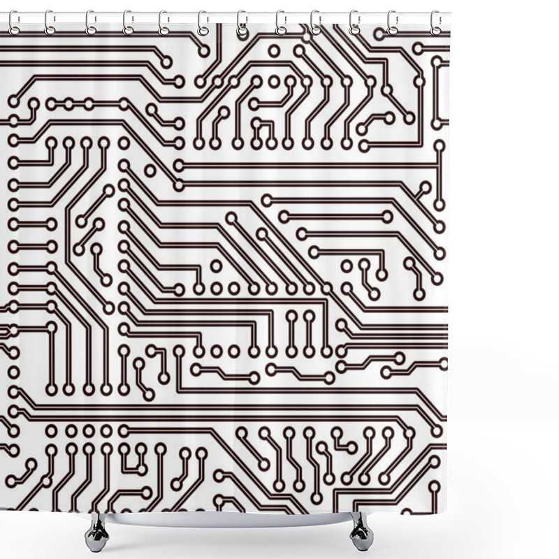 Personality  Vector Seamless Circuit Board Pattern Shower Curtains