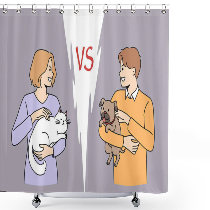 Personality  Cat Or Dog Love Concept Shower Curtains