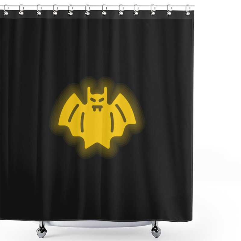 Personality  Bat Yellow Glowing Neon Icon Shower Curtains