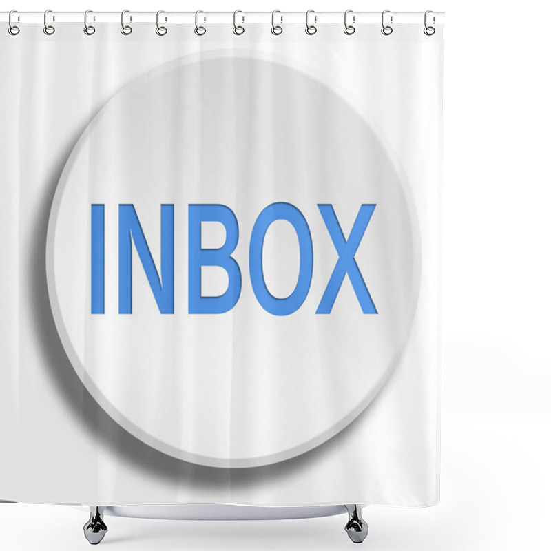 Personality  Blue Inbox In Round White Button With Shadow Shower Curtains