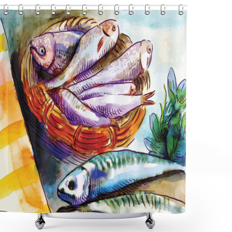 Personality  Food, Fishes Shower Curtains