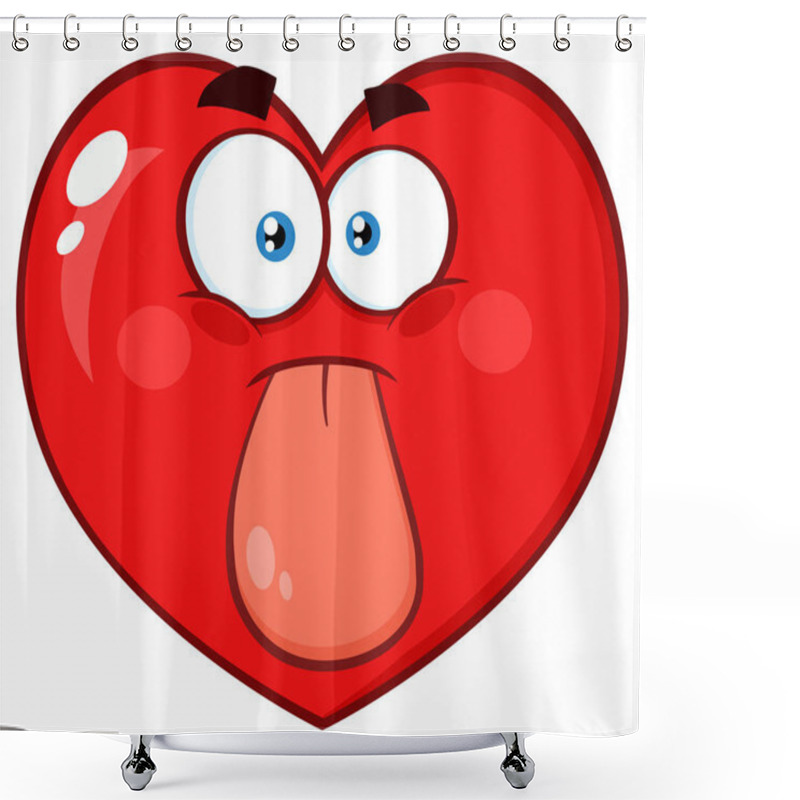 Personality  Red Heart Cartoon Emoji Face Character  Shower Curtains