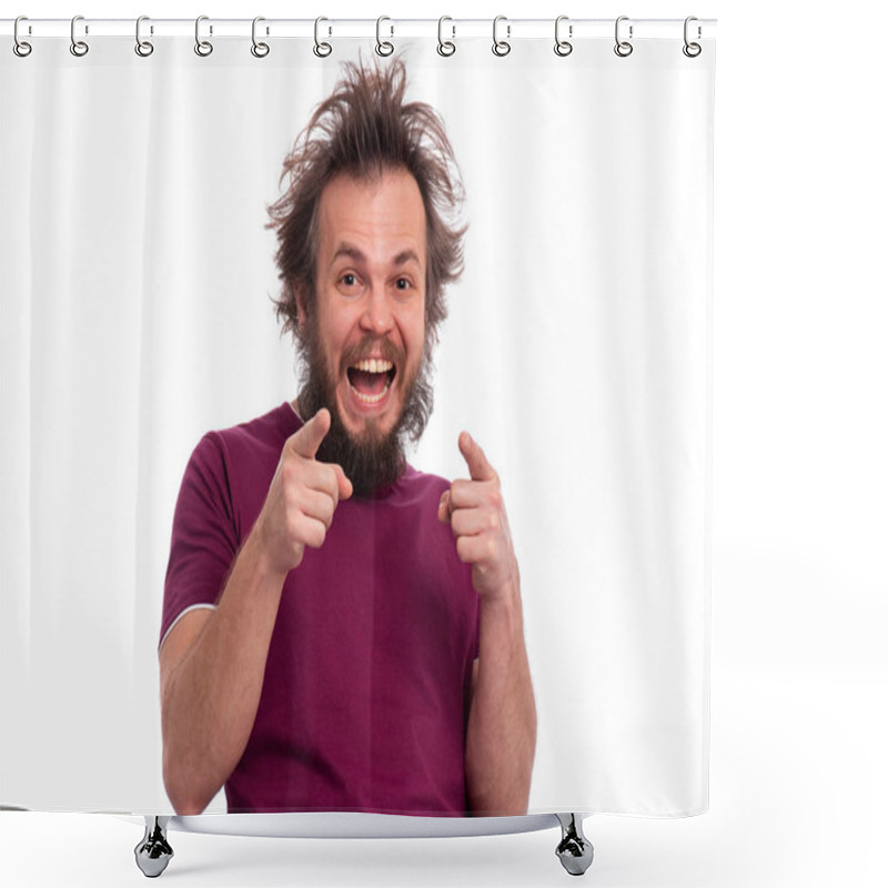 Personality  Crazy Bearded Man Emotions And Signs Shower Curtains