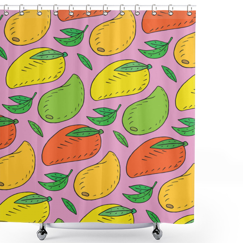 Personality  Pattern Of Sweet Juicy Mango. Summer Exotic Food. Beautiful Hand Drawn Illustration Of Fruits Shower Curtains