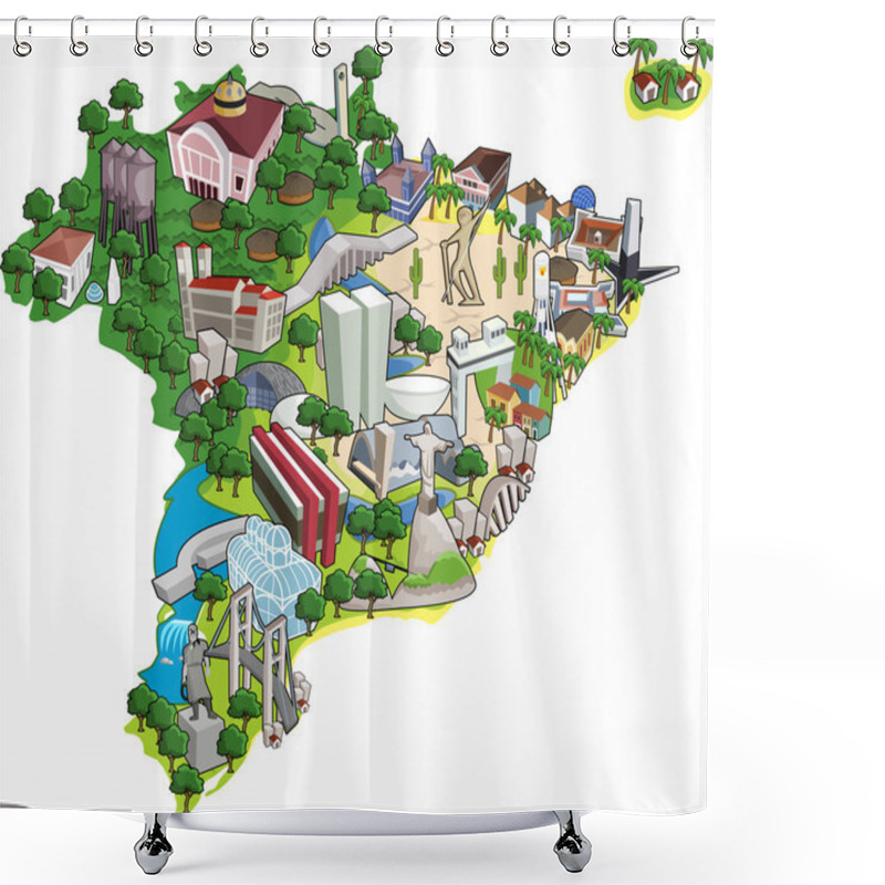 Personality  Map Of Brazil Shower Curtains