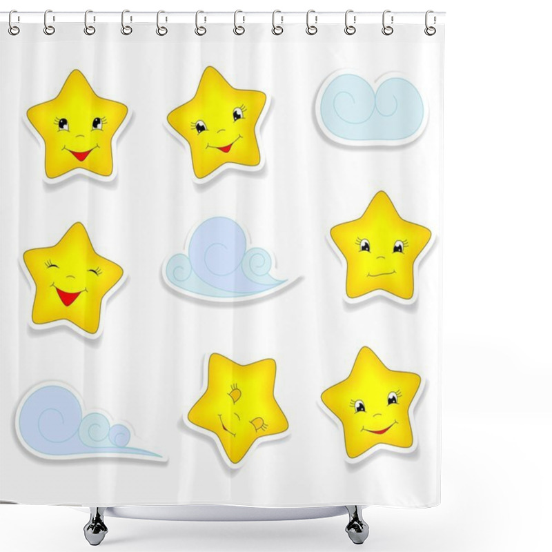 Personality  Cartoon Stars And Clouds Shower Curtains